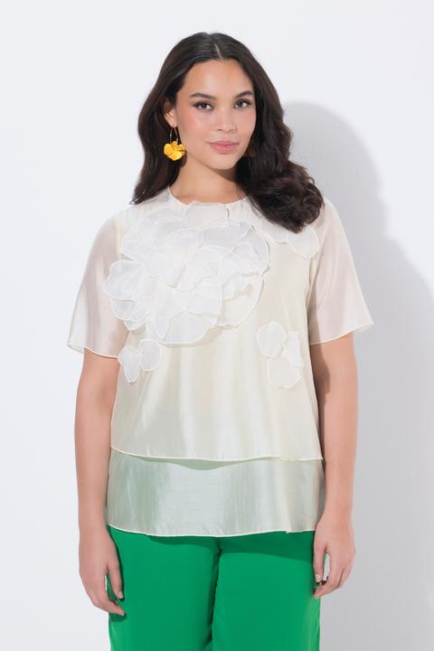 Actual product image Ulla Popken Floral Chiffon Applique Blouse (44)