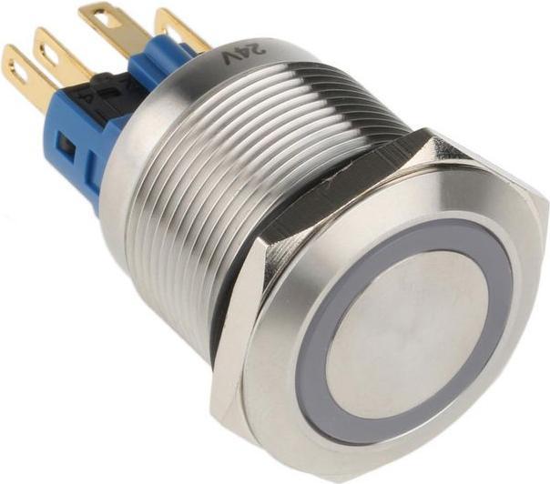 Produktbild RS PRO Switch Pushbutton Stainless Blue ring