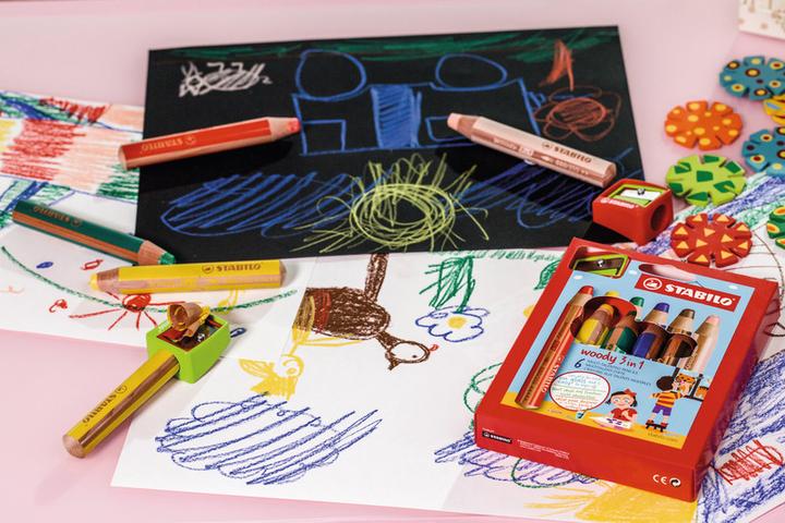 Produktbild STABILO woody 3 in 1 Buntstift mit Spitzer (Mehrfarbig, 6 x)
