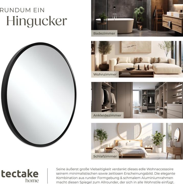 Produktbild tectake Runder Wandspiegel Fiona mit Aluminiumrahmen (Ø 50 cm)