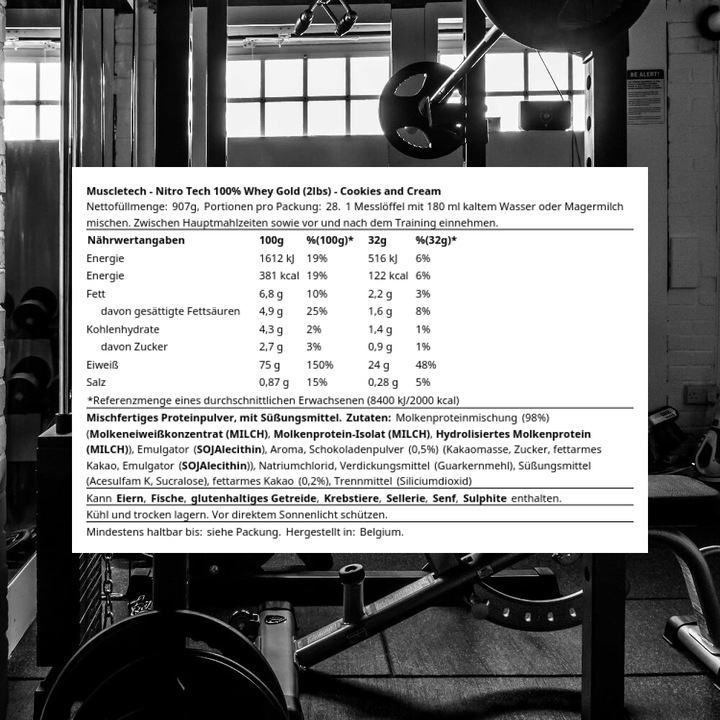 Actual product image Muscle Tech Performance Series Nitro Tech 100% Whey Gold (Cookies and Cream, 1 pcs., 900 g)