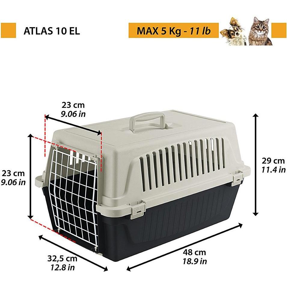 Ferplast Transport rigide pour Chats et Chiens de Petite Taille ATLAS 10 EL, Porte an Acier Plastifié, Grilles pour l'aération Bleu clair