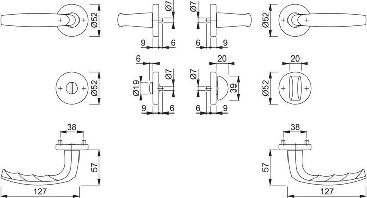 Actual product image Hoppe Rosette set Atlanta 1530/42KV/42KVS Aluminium F1 round SK/OL DIN left / right D/D (Door handle)