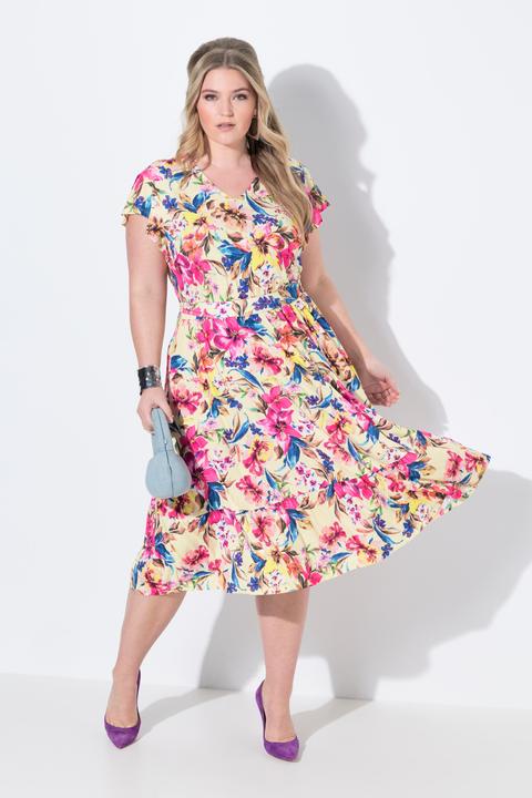 Produktbild Miamoda Jerseykleid, lange A-Linie, Blumenmuster (48)