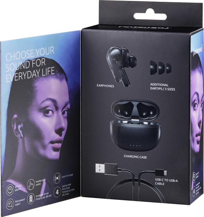 Produktbild Intenso Black Buds T300A (ANC, 35 h, Kabellos)