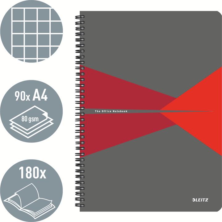 Image du produit Leitz Notebook Office (A4, Quadrillé, Couverture rigide)