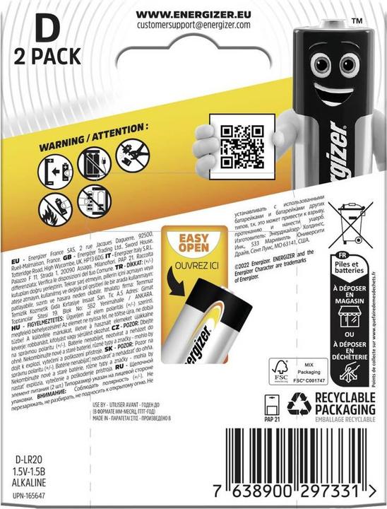 Productafbeelding Energizer Alkalisch vermogen (2 Pcs., D)