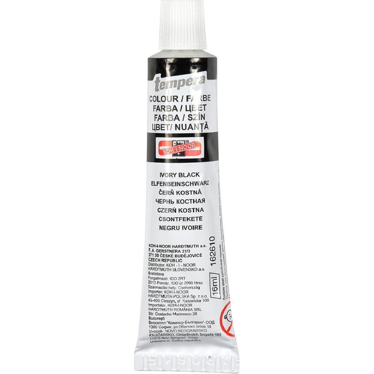 Koh-i-Noor, Colore + Vernice per fai da te, Temperafarbe 16 ml / Tube - Ivory Black (16 ml)
