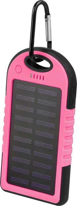 Setty Powerbank con ricarica a celle solari da 5000 mAh - Rosa (5000 mAh, 10.50 W, 18.50 Wh)