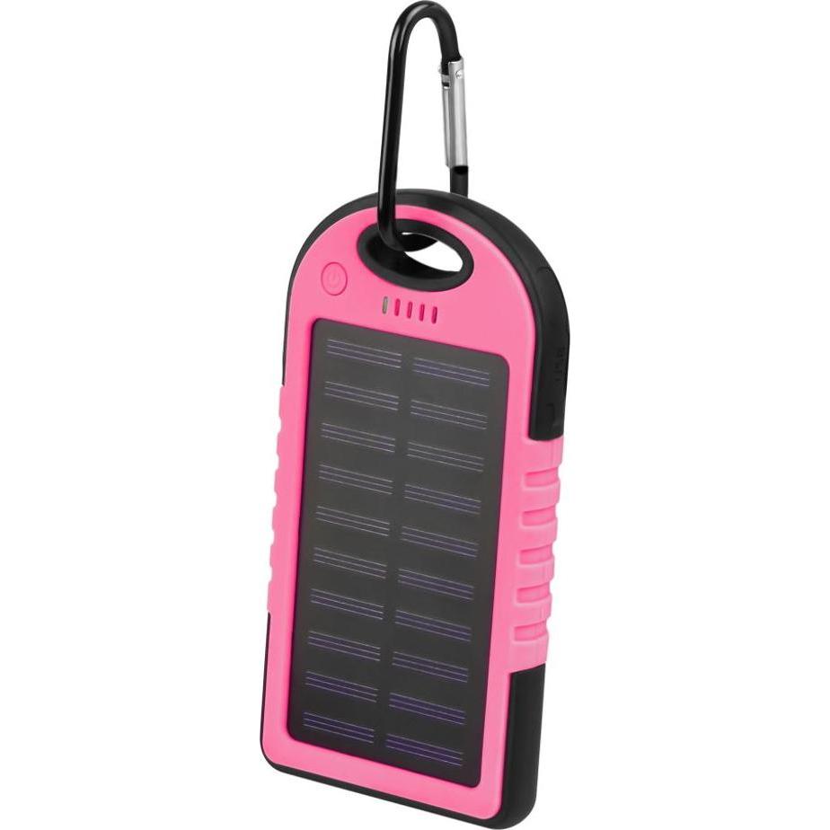 Setty Powerbank with Solar Cell Charging 5000 mAh - Pink (5000 mAh), Powerbank, Pink