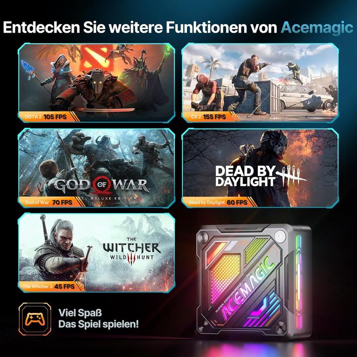 Immagine prodotto AceMagic Mini Gaming PC AM18 mit Ryzen 7 und DDR5 RAM (32 GB, AMD Ryzen 7 8845HS)