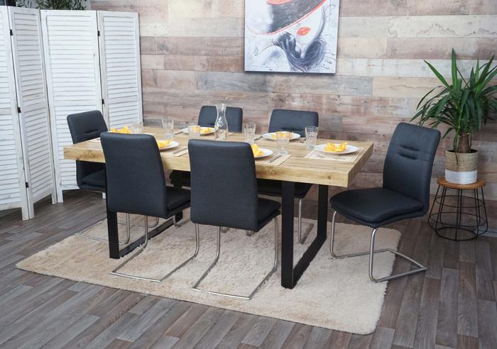 Image du produit Swisshandel24 6x chaise de salle à manger HWC-H70, chaise de cuisine à piétement luge chaise, tissu/textile inox