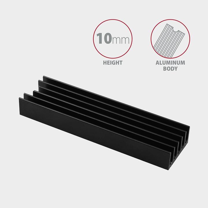 Actual product image Axagon CLR-M2L10 passive M.2 SSD heatsink - 2280, 10mm height, aluminum