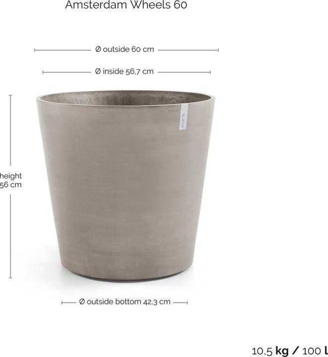 Actual product image Ecopots Amsterdam Wheels (60 cm)