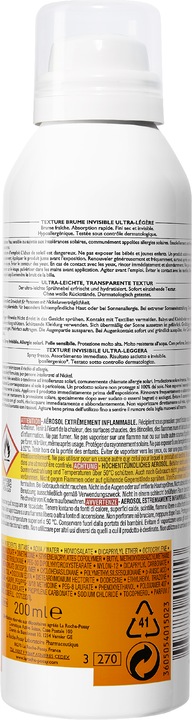 Immagine prodotto La Roche Posay Anthelios Spray Trasparente Spray protettivo solare ultra-leggero (Spray solare, SPF 50+, 200 ml, 198 g)