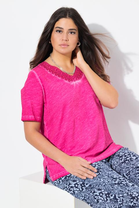 Actual product image Ulla Popken Short Sleeve Lace Trim Tee (46, 48)