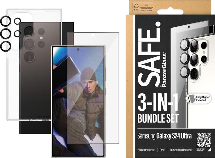 Productafbeelding Safe Rand tot rand glas + behuizing (1 Stuk, Samsung Galaxy S24 Ultra)