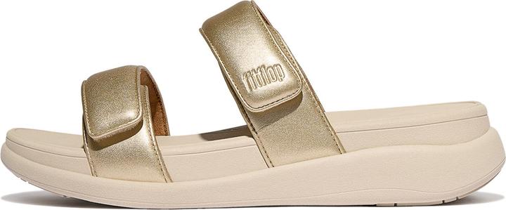 Fitflop Slipper F-Mode Go Adjustable Flatform Two-Bar Slides Platino Goud (38)