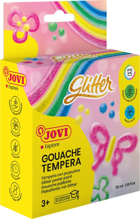 Produktbild Jovi Plakatfarbe Glitter Tempera Set VE=6 Dosen a 55ml + Pinsel (330 ml)