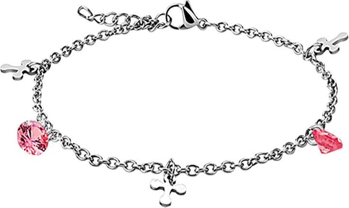 Immagine prodotto Star Piercing Collana in argento con croce e cristallo rosa (Acciaio chirurgico 316L, 2.10 cm)