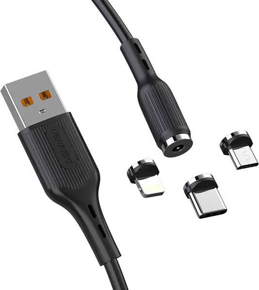 Actual product image Denmen 3IN1 USB CABLE BLACK D18 MAGNETIC MICRO TYPE-C IPHONE 2.4A 1M (1 m)