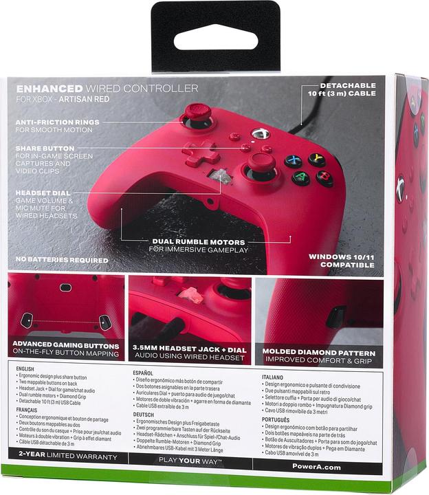 Produktbild PowerA Gamepad Artisan Red do konsoli Xbox Series X|S (XBGP0008-01) (Xbox Series X, Xbox Series S, Xbox One S)
