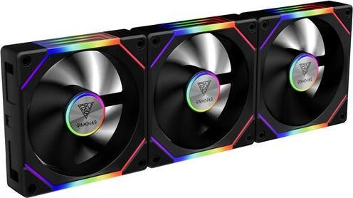Gamdias Lot de 3 Ventilateurs de boitier Aeolus P2 RGB - 12cm (Noir) (120 mm, 3x)