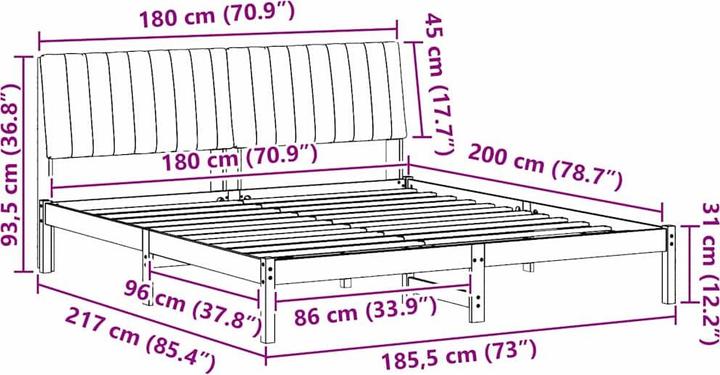 Image du produit vidaXL Modernes Bett (180 x 200 cm)