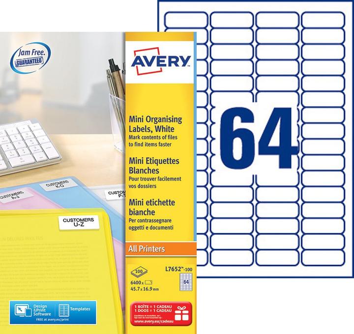 Actual product image Avery Dennison Mini 'tiquette d'adresse laser, 45.7 x 16.9 mm, blanc