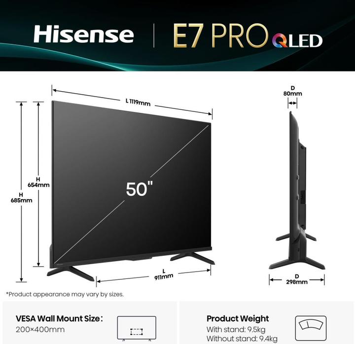 Produktbild Hisense TV 50E77Q Pro QLED-TV UHD,Multituner,Smart,DolbyVisionIQ,HDR10 (50", QLED, 4K, 2025)