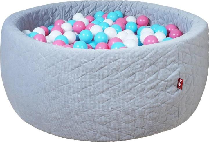 Image du produit Knorrtoys Bällebad soft - "Cosy geo grey" - 300 balls rose/creme/lightblue (ca. 6cm Durchmesser)