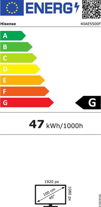 Energie-Label Hisense 40AE5500F Fernseher (40 Zoll) (40", LED, Full HD)