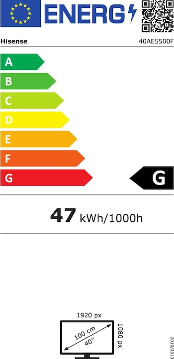 Energie-Label Hisense 40AE5500F Fernseher (40 Zoll) (40", LED, Full HD)