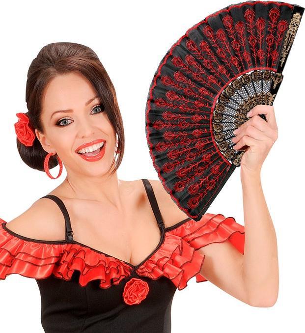 Image du produit Widmann Éventail rouge avec dentelle