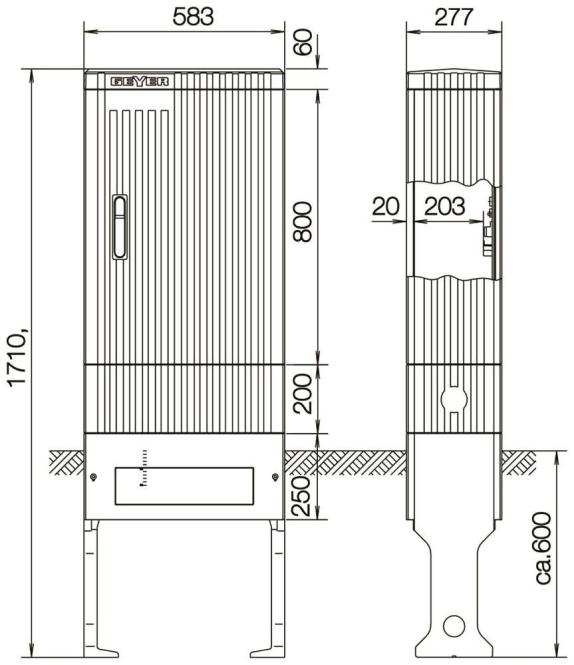 Produktbild ABN SL175P AnschlusssÃ¤ule FB2, BH5 mit Montageplatte, 1Zyl.e
