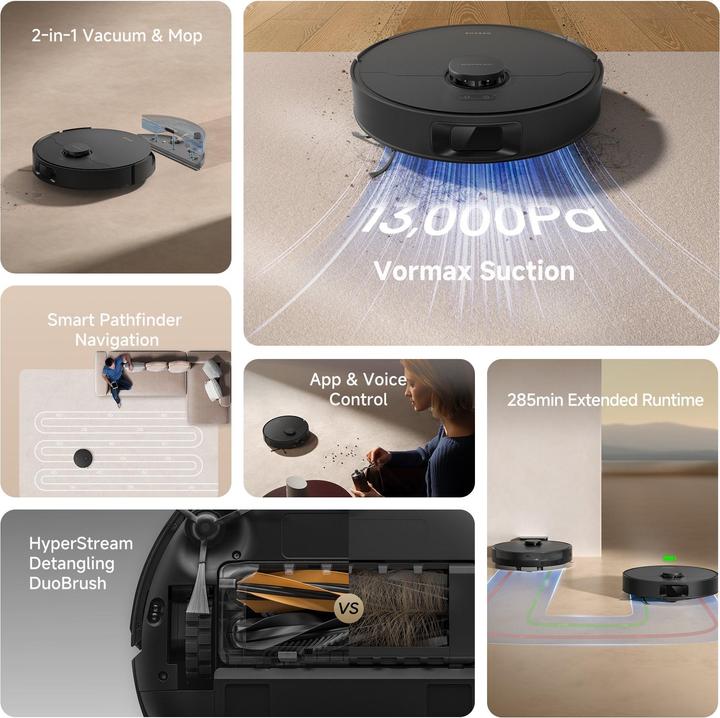Produktbild Dreame D20 robot vacuum, black (Saugwischroboter)