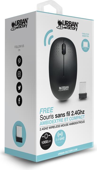 Image du produit Urban Factory Souris libre ambidextre RF sans fil optique 1000 DPI (Sans fil)
