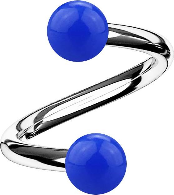 Produktbild Star Piercing Micro Spirale silber mit zwei Kugeln dunkelblau (Acryl, Chirurgenstahl 316L, ohne Messing)
