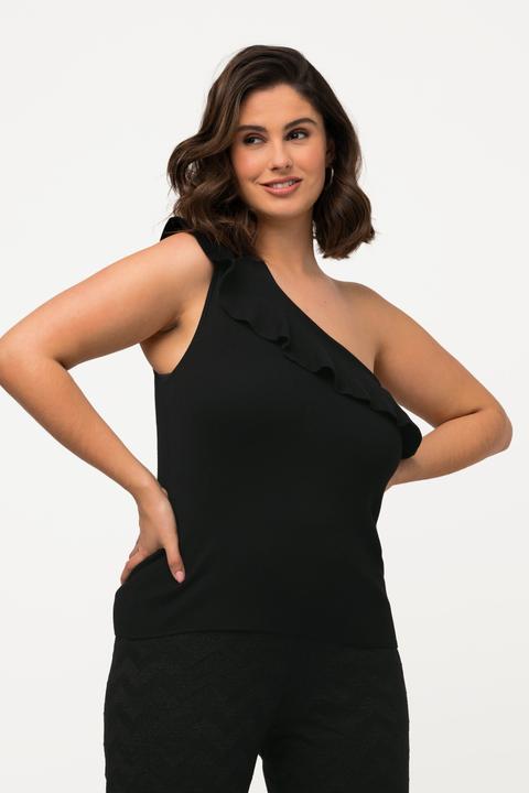 Immagine prodotto Ulla Popken Top monospalla in maglia dal taglio asimmetrico con volant e scollo rotondo (54)