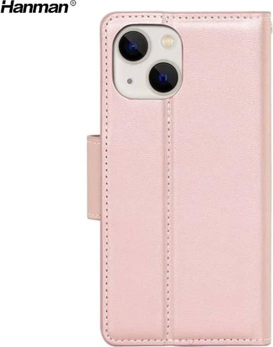 Image du produit Hanman Apple iPhone 16 - Mill étui à rabat avec 3 fentes pour cartes, or rose (Apple iPhone 16)
