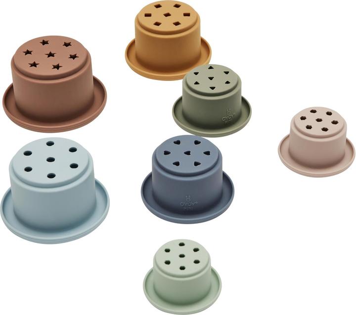 Actual product image OYOY Mini Tawa 7-piece stacking toy, caramel/blue