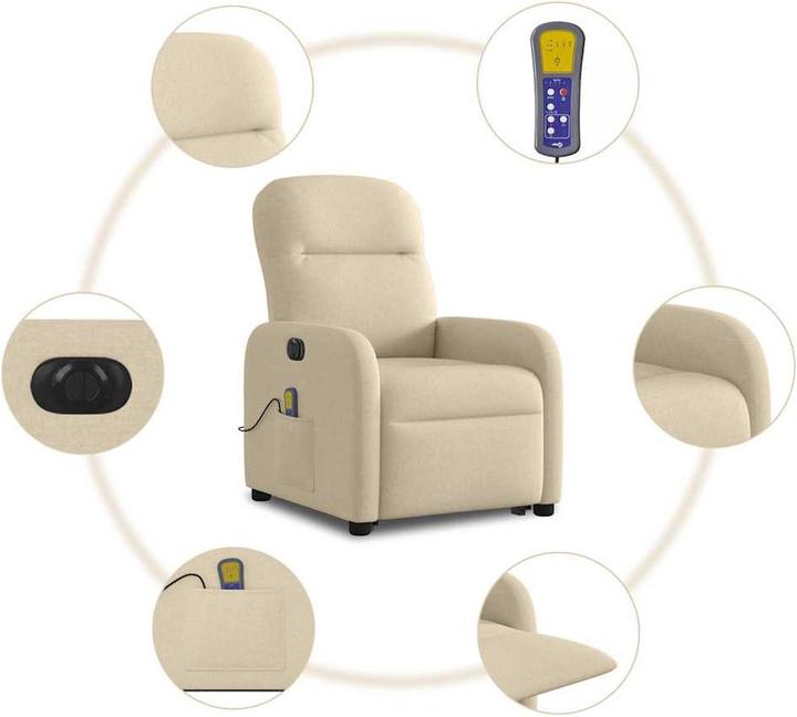 Produktbild VidaXL Elektrischer Massagesessel mit Aufstehhilfe Creme Stoff