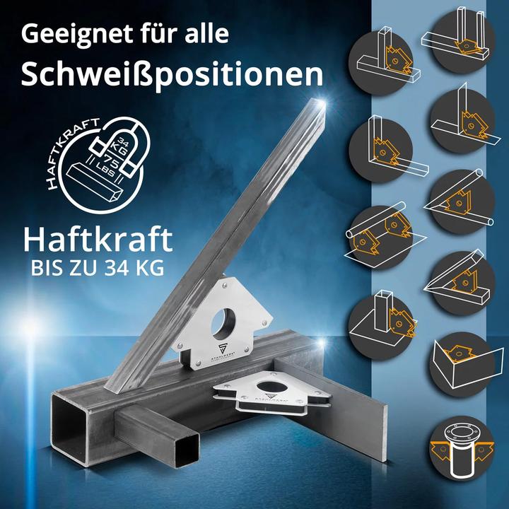 Produktbild Stahlwerk 4 x Magnet-Schweisswinkel 45° x 90° x 135°, 22,6 kg / 50 lbs 4er Set