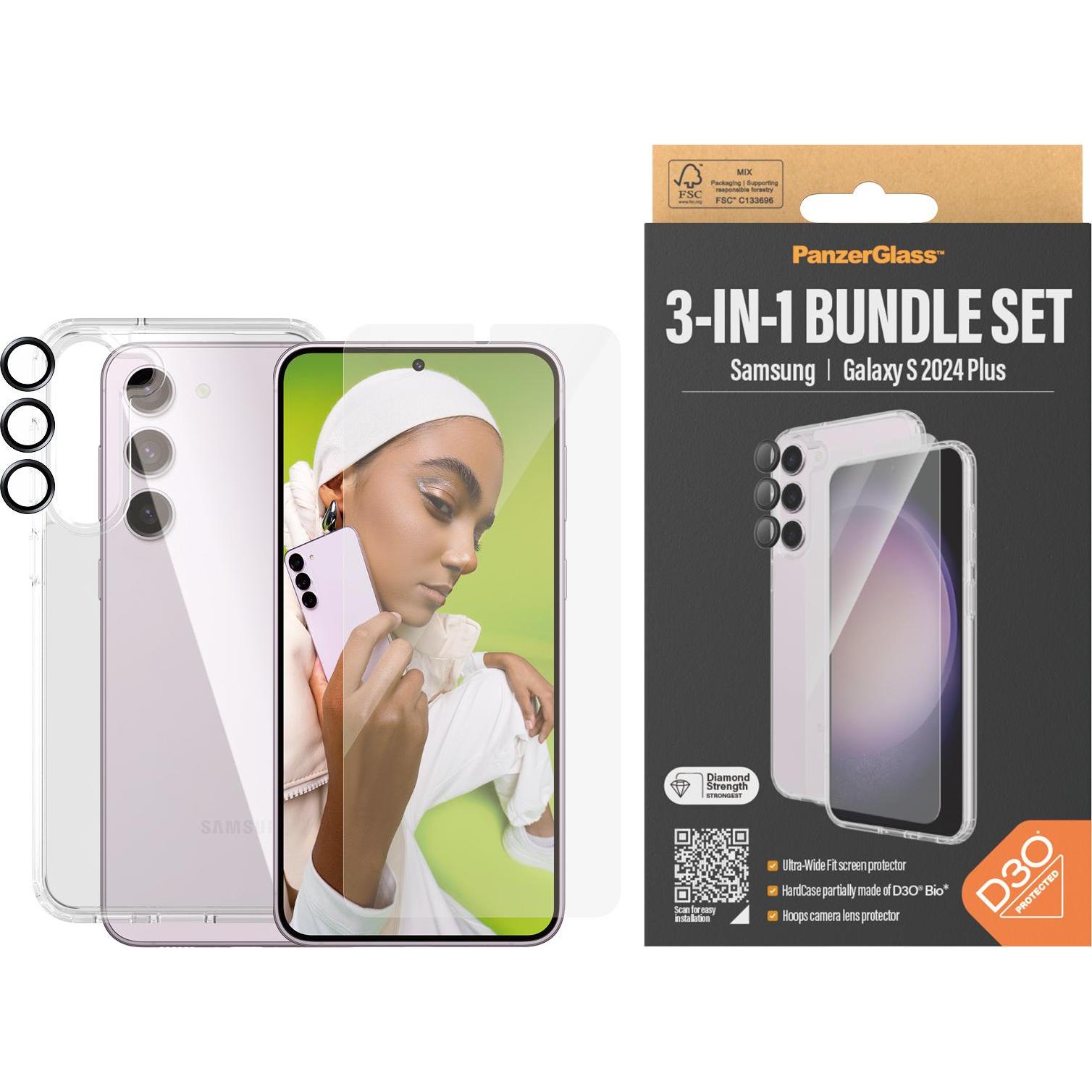 Thumbnail - PanzerGlass Bundle Ultra Wide FIt Glass + Case + Lens (1 Stück, Samsung Galaxy S24+), Smartphone Schutzfolie, Transparen...