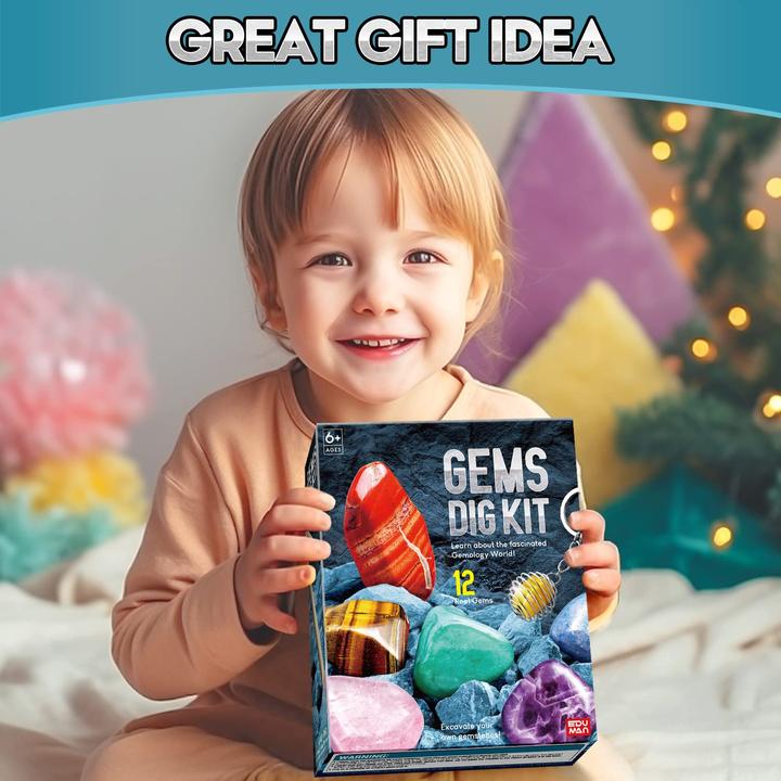 Produktbild Activity Board Ausgrabungsset für Kinder Experimentierset 12 echte Mineralien und Edelsteine selbst ausgraben, mit
