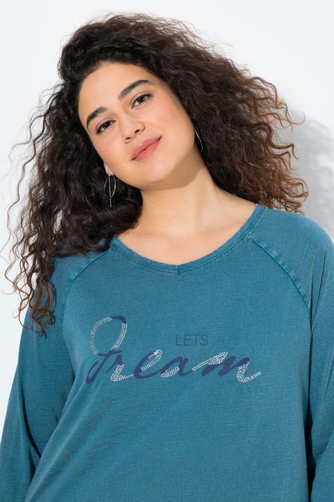 Immagine prodotto Ulla Popken Maglia dal taglio svasato con stile vintage, scollo a V e maniche lunghe (46, 48)
