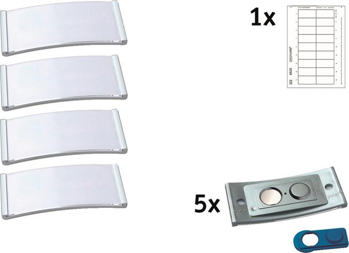 Actual product image Badgepoint POL30MA66-5DR Name badges, 65 x 30 mm, metal-coloured