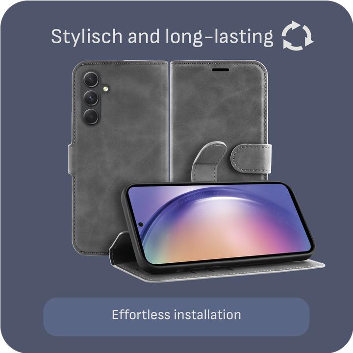 Actual product image Cazy Premium wallet case for Samsung Galaxy A55, magnetic wallet case, card slots, stand (Samsung Galaxy A55)