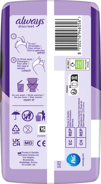 Produktbild Always Discreet Inkontinenz Wochenbett (8x, Large)