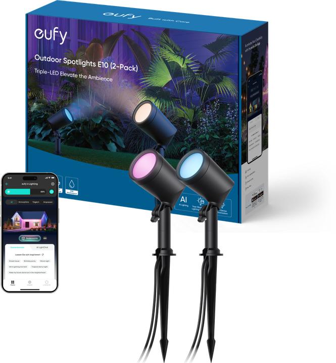 Immagine prodotto eufy Luce spot per esterni E10 (confezione da 2) (500 lm, IP65)